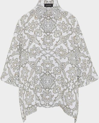 Eskandar Wide Short-Sleeve Shirt With Collar (Mid Plus Length)