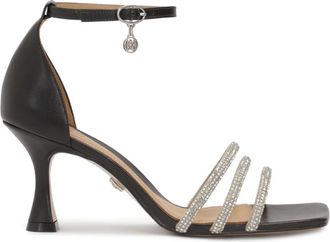 Kazar Leren sandalen op een hak met glanzende bandjes - Dames - Sandalen met hakken - Zwart - 37 EU - Leer - Schoenen