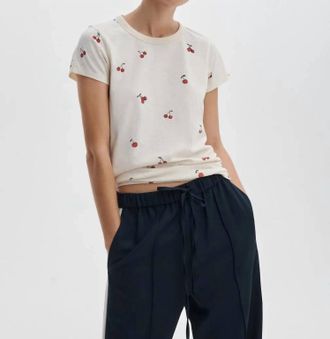 Rag & Bone All Over Cherry Short Sleeve Tee In White