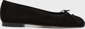 Manolo Blahnik Veralli Suede Bow Ballerina Flats