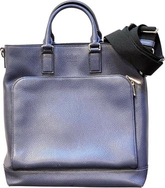 Gucci Navy Leather Tote Bag (Pre-Owned)