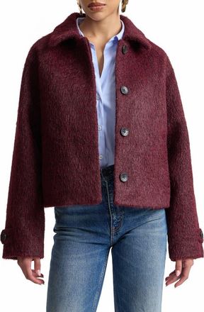 Avec Les Filles Crop Woolly Jacket in Currant at Nordstrom, Size Xx-Large
