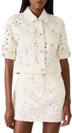 Steve Madden Blu Elbow-Sleeve Cotton Eyelet Jacket in Sea Mist at Nordstrom, Size X-Small