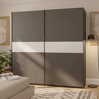Dmora Armario 2 Puertas Nalika, Ropero Dormitorio 2 Estantes, Colgador, 2 Puertas, 200x204h Cm Negro Antracita