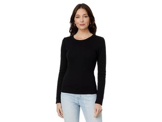 Michael Stars Zola Long Sleeve Crew T-Shirts Womens Clothing Black : XL (US 10-12), Cotton/Modal/Spandex