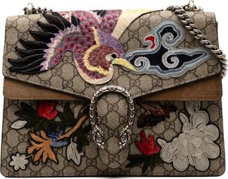 Gucci 2016-2025 Medium GG Supreme Embroidered Bird and Flowers Dionysus shoulder bag - women - Fabric - One Size - Brown