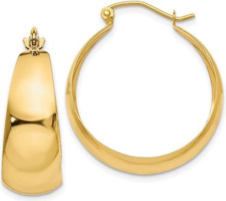 Diamond2Deal 10k Yellow Gold Polished 10.5mm Tapered Hoop Earrings