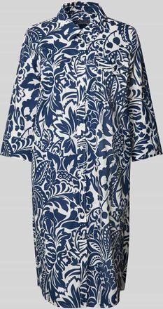 White Label Knielanges Hemdblusenkleid mit 3/4-Arm in Marine, Gr&ouml;&szlig;e 36