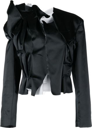 Comme Des Garçons gathered -effect layered blazer - women - Polyester - S - Blue