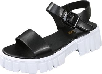 Generic Cocila Ladies Walking Sandals Fashion Summer Women Thick Sole Buckle Strap Open Toe Casual Black, 6 Bunion For Uk Elasticated Red Shoes Silver Flat Cr