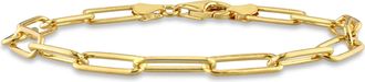 Mimi & Max 5mm Polished Paperclip Chain Bracelet in 18k Yellow Gold Plated Sterling Silver - 7.5 in