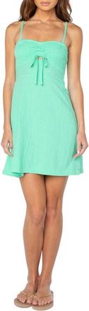 Roxy Fling Smocked Keyhole Cotton Mini Sundress in Spring Bud at Nordstrom, Size X-Large