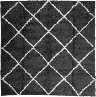 vidaXL Vidaxl - Shaggy Rug pamplona High Pile Modern Black and Cream 240x240 cm