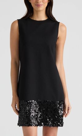 Ellen Tracy Womens Sleeveless Dress with Sequin Insert