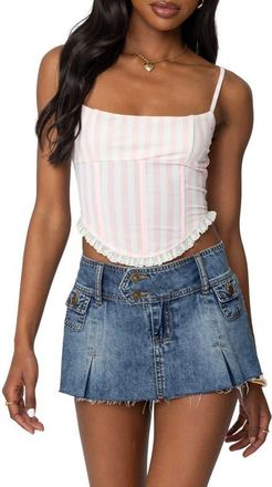 Edikted Marlen Stripe Corset Top in Light-Pink at Nordstrom, Size X-Large