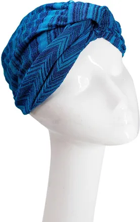 Missoni Blue Two-tone Zig-zag Knit Turban