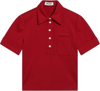 Miu Miu Tops, Dames, Rood, S, Jersey Polo Shirt