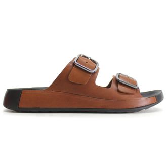 Ecco Ecco Cozmo Leather Mens Slides Sandals - Cognac - Size:UK 10.5-11