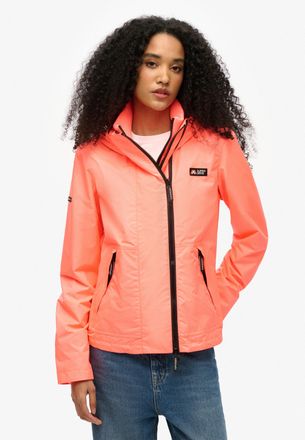 Superdry Outdoorjacke SUPERDRY HOODED MTN WINDBREAKER JKT, Damen, Gr. L, rot (pastelline coral), Web, Obermaterial: 100% Polyester, unifarben, slim fit, B&uuml;ndch