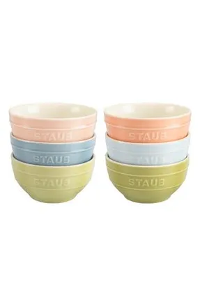 Staub 6-Piece Ceramic Bowls in Green/Blue/Pink at Nordstrom Rack