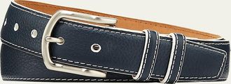 W. Kleinberg Mens South Beach Pebbled Leather Belt