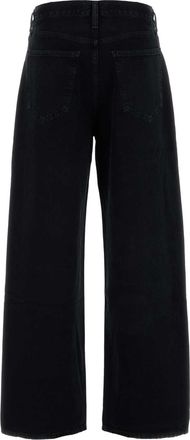 A Gold E Womens Low Slung Baggy Jeans Black Cotton