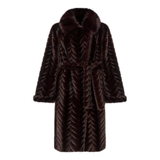 Cesare Gaspari Royal Chevron Jas - Dames - Mantels - Bruin - Maat: S Poliester