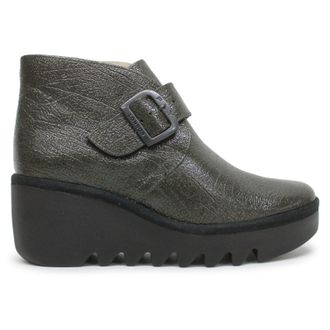 FLY London BIRT397FLY Rock Leather Womens Ankle Boots - Green - Size:UK 5