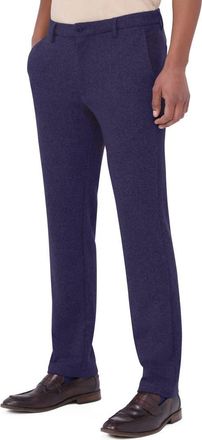 Bugatchi Flat Front Wool & Cotton Blend Chino Pants in Navy at Nordstrom, Size 32
