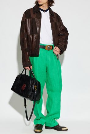 Versace Pleated Trousers, Mens, Green