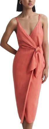 Reiss Esme Linen Tie Side Midi Dress