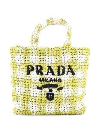 Prada Logo Raffia Small tote bag - Giallo