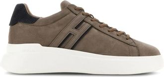 Hogan Dove Grey Suede Flat Sneakers - Heren - Sneakers - Bruin - 44 EU - Leer - Schoenen