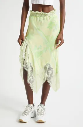 Collina Strada Asymmetric Crepe Midi Skirt in Lemon Picnic at Nordstrom, Size Medium