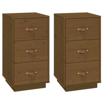 Berkfield Home Bedside Cabinets 2 pcs Honey Brown 40x40x75 cm Solid Wood Pine | Size: 40 x 40 x 75 cm