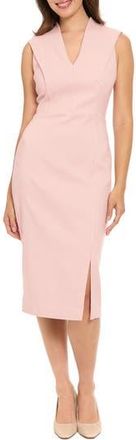 London Times Gingham Pleated Shoulder Sheath Dress in Bridal Rose/Oyster White at Nordstrom Rack, Size 10