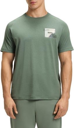 BOSS Stripe Zone Stretch Cotton Blend Graphic T-Shirt in Open Green at Nordstrom, Size Xx-Large