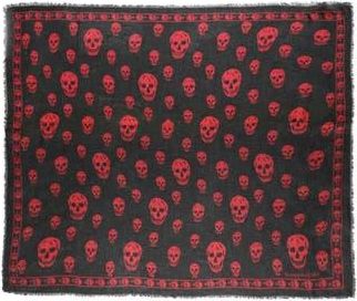 Alexander McQueen Skull Print Square Scarf in Black Red at Nordstrom Rack