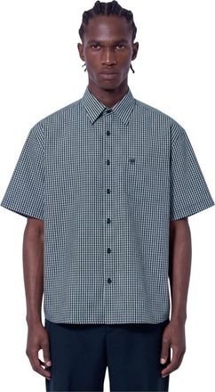 VETEMENTS Metal Logo Checked Short Sleeve Shirt - Heren - Overhemden - Zwart - Maat: L Katoen