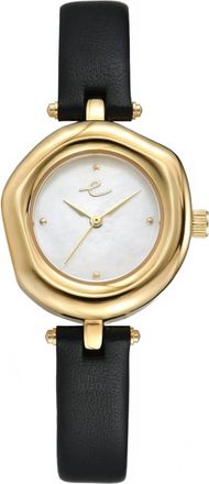 Ettika Womens Open Circle Leather Watch In Black