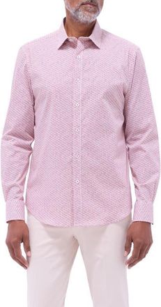 Bugatchi Julian OoohCotton Abstract Button-Up Shirt in Chili at Nordstrom, Size Xxx-Large