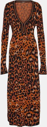 Johanna Ortiz Amur knitted leopard-print midi dress