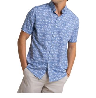 Southern Tide Intercoastal Sunset Beach Shirt In Coronet Blue