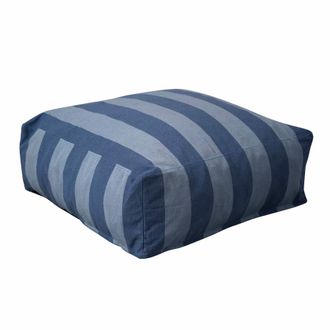 Oviala Puff de rayas para sof&aacute; modular azul pac&iacute;fico