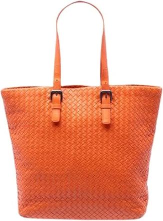 Bottega Veneta Pre-owned Tote Bags, female, Orange, Size: ONE SIZE Pre-owned Woven Tote Bag