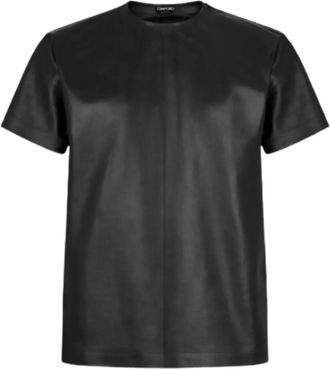 Tom Ford Leren T-shirt - Zwart