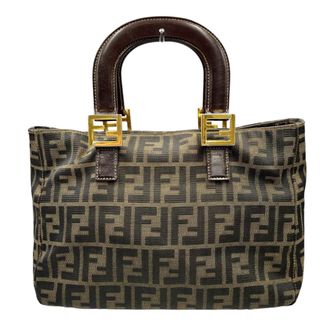 Fendi Brown Zucca Handbag Tote Bag (Pre-Owned)
