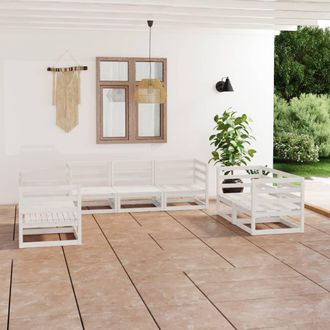 vidaXL Vidaxl - Set De Sal&oacute;n De Jard&iacute;n De 7 Piezas Blanco Madera Maciza De Pino