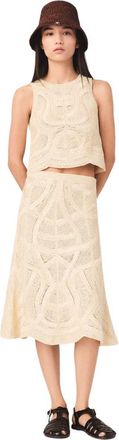 Maje Long crochet skirt in Beige at Nordstrom, Size 40 Eu
