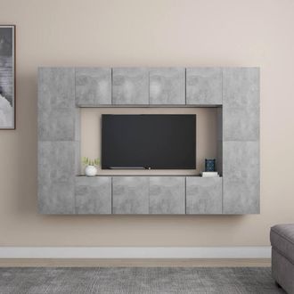 Berkfield Home 8 Piece TV Cabinet Set Concrete Grey Engineered Wood